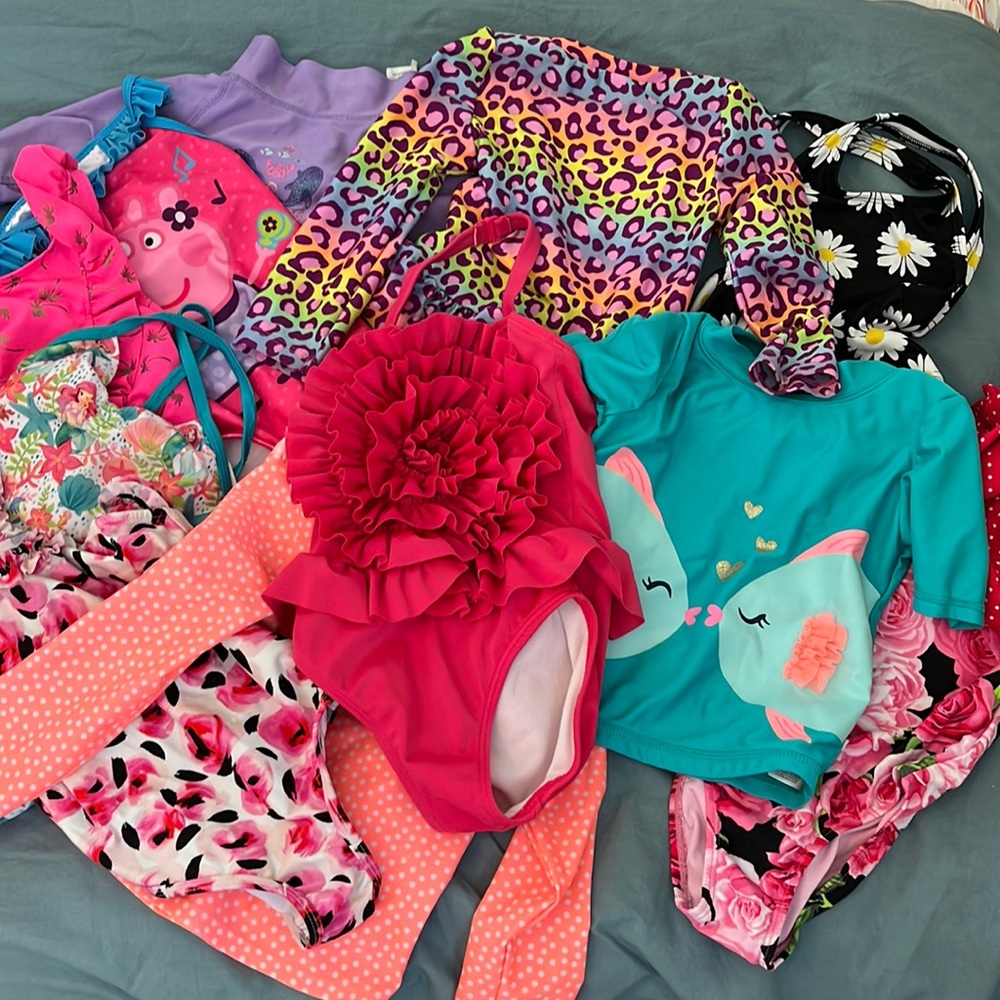 Lot of 11 3T toddler girl bathing swim suits